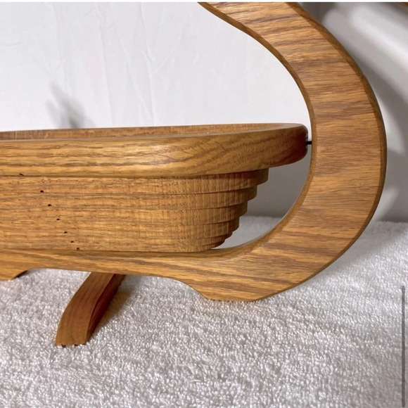 Vintage Handmade Collapsible Wood Duck  Basket Bowl - Picture 8 of 16